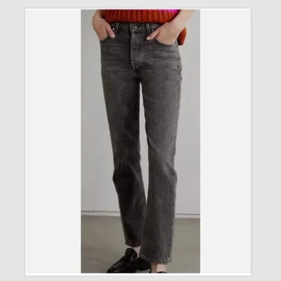 Goldsign High Rise Button Fly Jeans Size 26 Charcoal Straight Leg Anthropologie - Picture 1 of 11